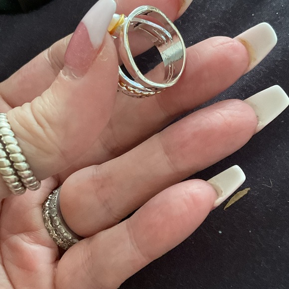 Gold and Silver Ring with Pearl Accent - Picture 4 of 4